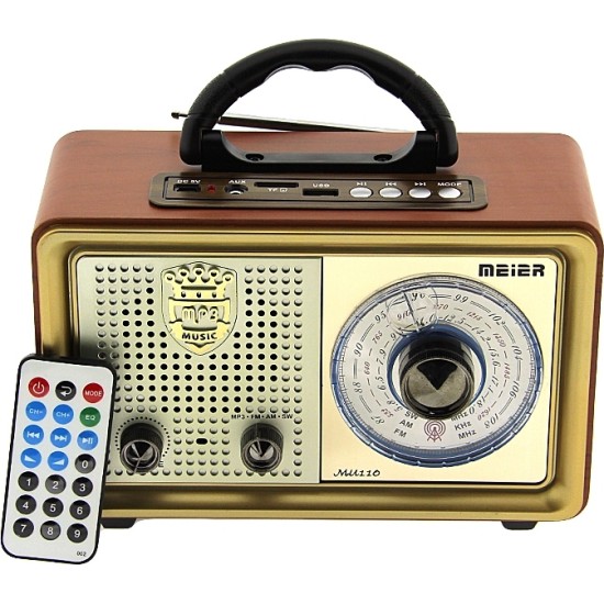 Φορητό Retro Ηχείο με Ραδιόφωνο Meier M-U110 (Καφέ)