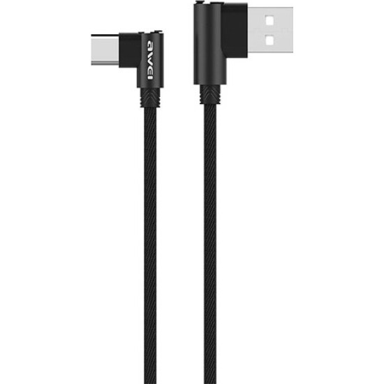 Awei CL-33 Καλώδιο Φόρτισης 1.2m L Type Type-C Fast Charging Data Cable Μαύρο Awei CL-33 Καλώδιο Φόρτισης 1.2m L Type Type-C Fast Charging Data Cable Μαύρο