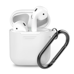 Θήκη σιλικόνης για Air-pods με Γάντζο Λευκό OEM