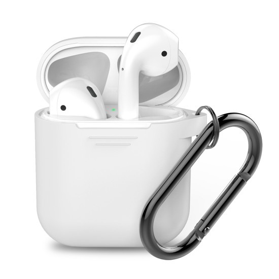 Θήκη σιλικόνης για Air-pods με Γάντζο Λευκό OEM