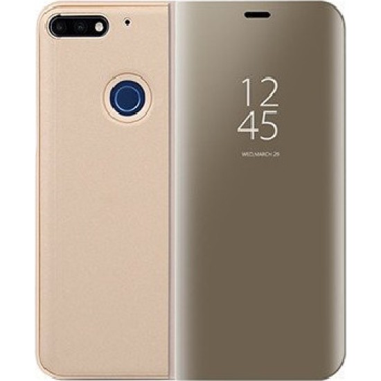 OEM Clear View Book Χρυσό (Huawei Y7 2018/Y7 Prime 2018/Honor 7C)
