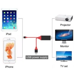 Προσαρμογέας 3 in 1 Mirascreen HDMI 1080P HDTV Cable, 2m Type-C / Micro USB / Lightning