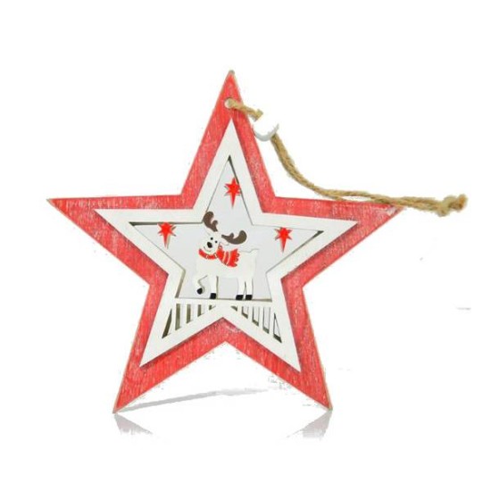 ΞΥΛΙΝΟ ΚΟΚΚΙΝΟ ΑΣΤΕΡΑΚΙ ΜΕ ΤΑΡΑΝΔΟ, 25Χ15Χ1,5 ΕΚ, MAGIC CHRISTMAS, 600-40555