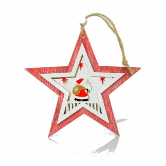 ΞΥΛΙΝΟ ΚΟΚΚΙΝΟ ΑΣΤΕΡΑΚΙ ΜΕ ΑΓΙΟ ΒΑΣΙΛΗ, 25Χ15Χ1,5 ΕΚ, MAGIC CHRISTMAS, 600-40553