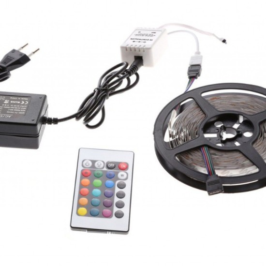 ΣΕΤ ΑΔΙΑΒΡΟΧΗ ΤΑΙΝΙΑ LED 5 ΜΕΤΡΩΝ HIGH POWER 12V ΜΕ ΤΗΛΕΧΕΙΡΙΣΤΗΡΙΟ 24 W