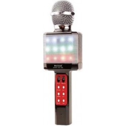Ασύρματο Bluetooth Mικρόφωνο KARAOKE Hχείο Mp3 Player WSTER - Disco Light Microphone WS-1828 Μαύρο Κόκκινο 