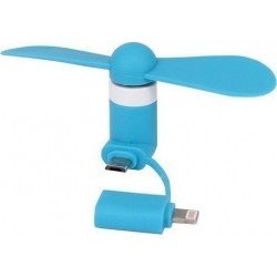Μινι Ανεμιστηρακι GNG Με Υποδοχη Micro Usb & Lightning Μπλε