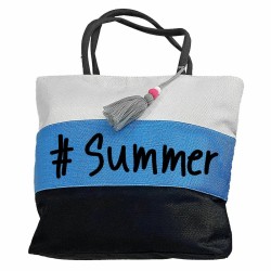 ΤΣΑΝΤΑ ΠΑΡΑΛΙΑΣ ΤΡΙΧΡΩΜΗ 44x36x10cm SUMMERtiempo 622549 Μπλε