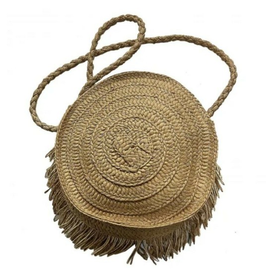 ΤΣΑΝΤΑ ΣΤΡΟΓΓΥΛΗ ΨΑΘΟΧΑΡΤΟ ΚΡΟΣΙΑ Φ24cm SUMMERtiempo 622562 Μπεζ Σκούρο