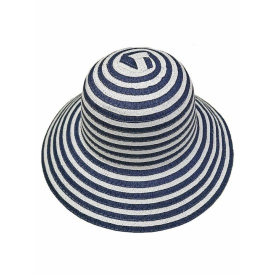 ΚΑΠΕΛΟ ΓΥΝΑΙΚΕΙΟ ΨΑΘΟΧΑΡΤΟ ΜΕ ΡΙΓΕΣ Φ37cm SUMMERtiempo 622569 Cloche Μπλε
