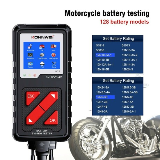 Konnwei Ελεγκτής Ανάλυσης Μπαταριών KW710 Ψηφιακό Battery Tester με Κροκοδειλάκια