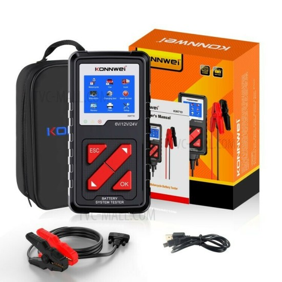 Konnwei Ελεγκτής Ανάλυσης Μπαταριών KW710 Ψηφιακό Battery Tester με Κροκοδειλάκια