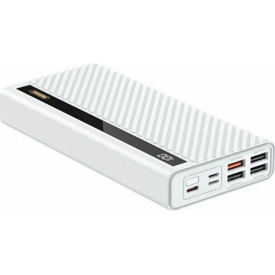 Remax RPP-197 Power Bank 30000mAh 22.5W με 4 Θύρες USB-A και Θύρα USB-C Power Delivery Λευκό