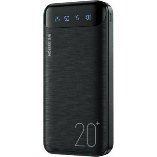 WK WP-163 Power Bank 20000mAh με 2 Θύρες USB-A Μαύρο