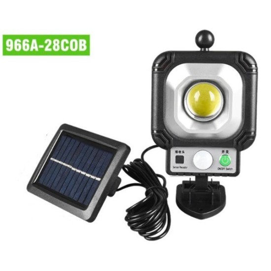 Ηλιακό Φωτιστικό Επιτοίχιας Τοποθέτησης με Ανιχνευτή Κίνησης και Αισθητήρα Φωτός σε Μαύρο Χρώμα JX-966A