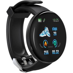 D18 Smartwatch με Παλμογράφο (Μαύρο)