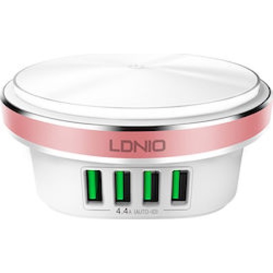 Led Λάμπα-Διακόπτης με 4 θύρες USB 4.4Α (AUTO-ID) LDNIO A4406 Led Λάμπα-Διακόπτης με 4 θύρες USB 4.4Α (AUTO-ID) LDNIO A4406