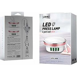 Led Λάμπα-Διακόπτης με 4 θύρες USB 4.4Α (AUTO-ID) LDNIO A4406