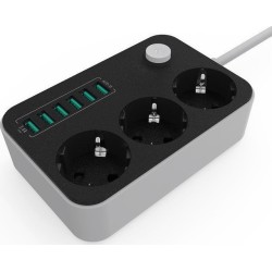 Πολύπριζο με 6 Θύρες USB 3.4A & 3 Πρίζες Fineblue F-I900