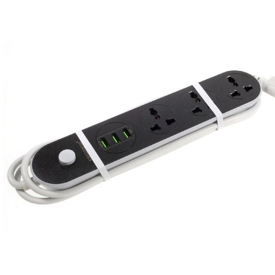 Πολύπριζο Ασφαλείας με 3 USB και 3 Πρίζες Fineblue