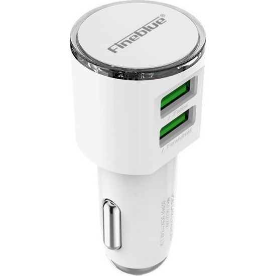 Φορτιστής αυτοκινήτου με 2 θύρες USB 3.4A και καλώδιο Lighting Fineblue F-UC06