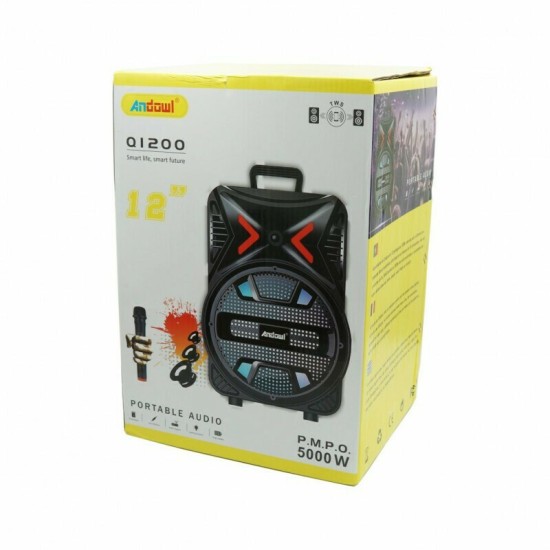 Andowl Σύστημα Karaoke με Ενσύρματo Μικρόφωνo AN-Q1200 σε Μαύρο Χρώμα