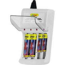 Andowl Q-CD100 Φορτιστής 4 Μπαταριών Ni-MH Μεγέθους AA/AAA σε Λευκό χρώμα