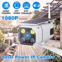 Ηλιακή Αδιάβροχη Ασύρματη IP WiFi Κάμερα Full HD 1080p P2P με Νυχτερινή Λήψη, Ανιχνευτή Κίνησης, Ειδοποίηση στο Κινητό, Μικρόφωνο, Ηχείο, & Micro SD 