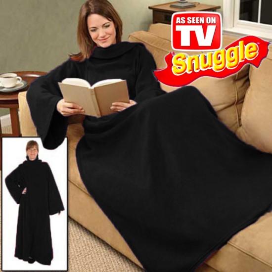 Κουβέρτα με μανίκια Fleece  Snuggle Super Soft Μαύρο