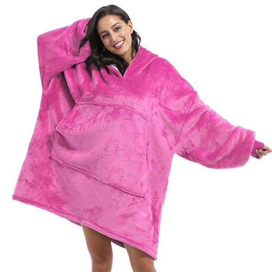 Κουβέρτα Fleece Βελούδινη Με Μανίκια Και Κουκούλα Ultra Plush Huggle Hoodie 70x90εκ Ροζ