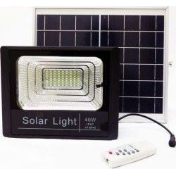 Ηλιακός Solar Προβολέας Αδιάβροχος 40W με Φωτοβολταϊκό Πάνελ, Τηλεκοντρόλ και Χρονοδιακόπτη, JD-8840