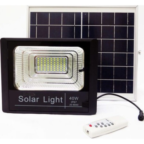 Ηλιακός Solar Προβολέας Αδιάβροχος 40W με Φωτοβολταϊκό Πάνελ, Τηλεκοντρόλ και Χρονοδιακόπτη, JD-8840 Ηλιακός Solar Προβολέας Αδιάβροχος 40W με Φωτοβολταϊκό Πάνελ, Τηλεκοντρόλ και Χρονοδιακόπτη, JD-8840