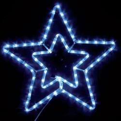 Αστέρι Διπλό Λευκό Led Φωτοσωλήνας 55x56cm - Χριστουγεννιάτικο Αστέρι Σωλήνας