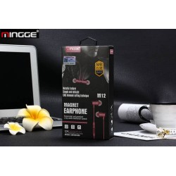 Mingge m12 Μαγνητικά Eνσύρματα Ακουστικά με Μικρόφωνο Ασημί