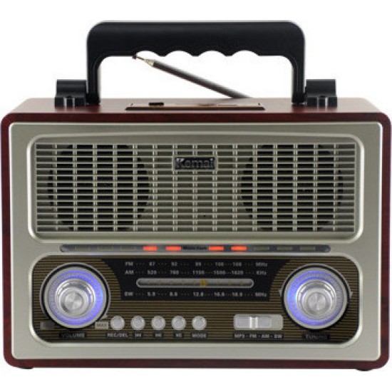 Retro Φορητό Επαναφορτιζόμενο Ραδιόφωνο USB/SD Mp3 Player Recorder - Kemai MD1800UR