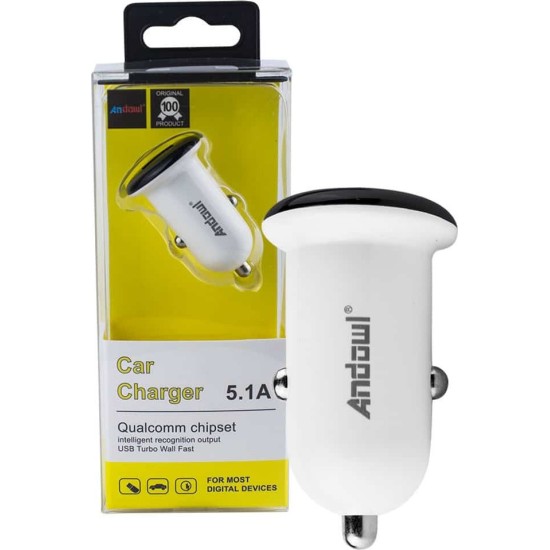 Andowl Φορτιστής Αυτοκινήτου QY-W03 5.1A με Θύρες: 2xUSB
