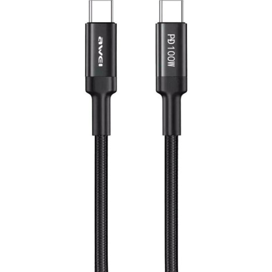 Awei Braided USB 2.0 Cable USB-C male - USB-C male Μαύρο 1m (CL-117T) Awei Braided USB 2.0 Cable USB-C male - USB-C male Μαύρο 1m (CL-117T)