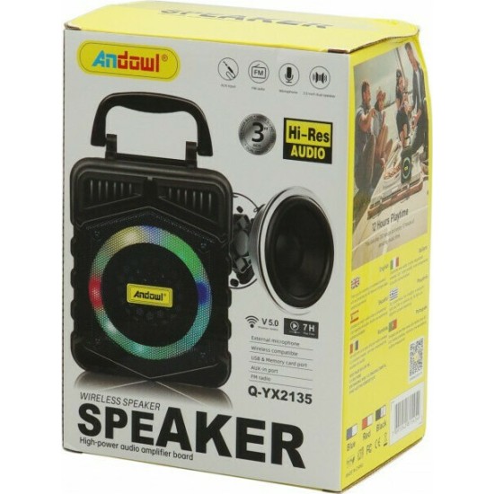 Ηχείο Bluetooth 3W με Ραδιόφωνο & 9 ώρες Λειτουργίας Andowl Q-YX2135 (Μαύρο)