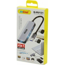 USB Hub Andowl Q-HU121 (Ασημί)