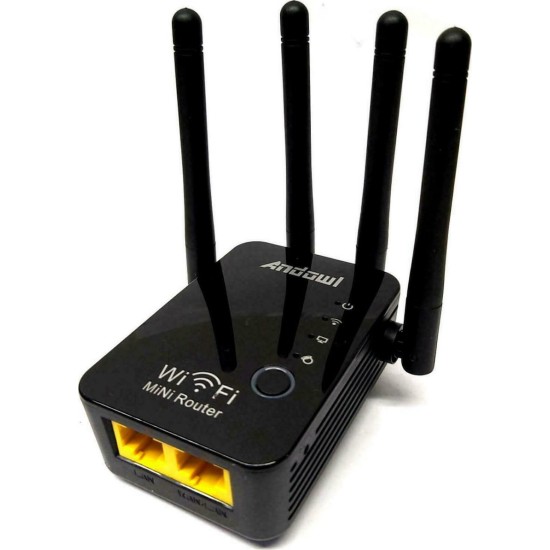 Ασύρματο WiFi N Router/Repeater 300Mbps WPS Andowl Q-A45 – Μαύρο Ασύρματο WiFi N Router/Repeater 300Mbps WPS Andowl Q-A45 – Μαύρο
