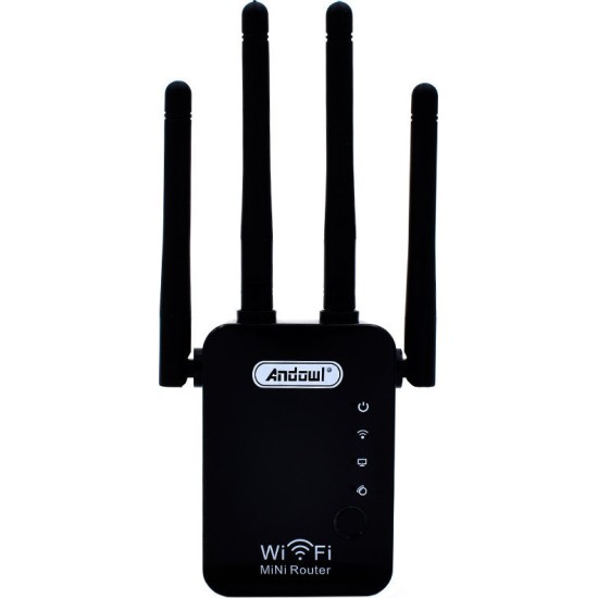 Ασύρματο WiFi N Router/Repeater 300Mbps WPS Andowl Q-A45 – Μαύρο Ασύρματο WiFi N Router/Repeater 300Mbps WPS Andowl Q-A45 – Μαύρο