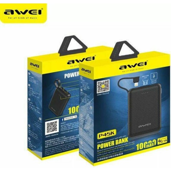 Power Bank Awei P45K 10000mAh (Μαύρο)