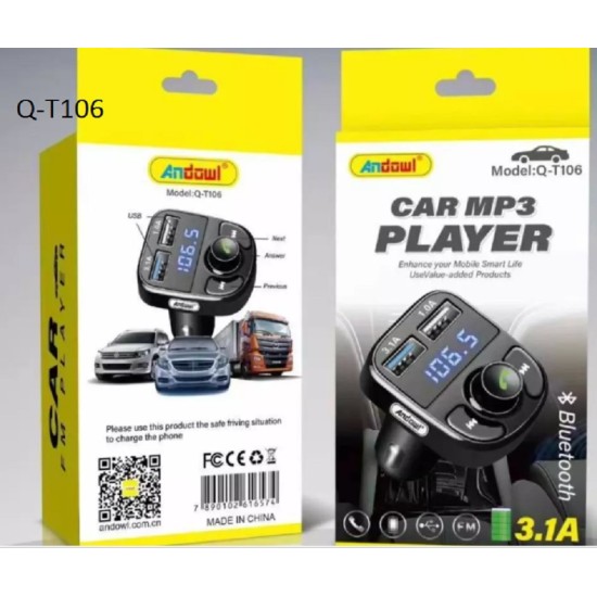 Andowl FM Transmitter Q-T106 με Bluetooth / USB Andowl FM Transmitter Q-T106 με Bluetooth / USB