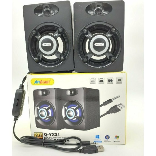 Andowl Q-YX31 Ηχεία Υπολογιστή 2.0 με Ισχύ 6W (Μαύρο)