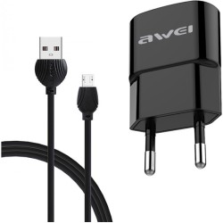 Remax micro USB Cable & USB Wall Adapter Μαύρο (C-13M)