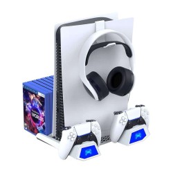 iPega P5009 multi-function base Βάση Φόρτισης για 2 χειριστήρια PS5 με φωτισμό LED Μαύρη 