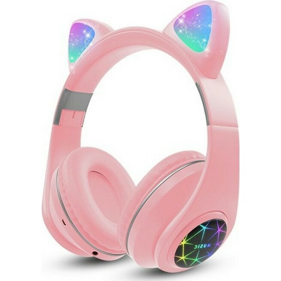 Cat M2 Ασύρματα/Ενσύρματα Over Ear Παιδικά Ακουστικά με 8 ώρες Λειτουργίας Ροζ