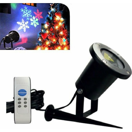 Χριστουγεννιάτικος Προβολέας Laser LED με Κόκκινο / Πράσινο Φωτισμό Ρεύματος IP44 Εξωτερικού Χώρου με Τηλεχειριστήριο