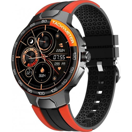 Smartwatch Report E15 IP68 Waterproof Heart Rate Monitor – Μαύρο/Πορτοκαλί