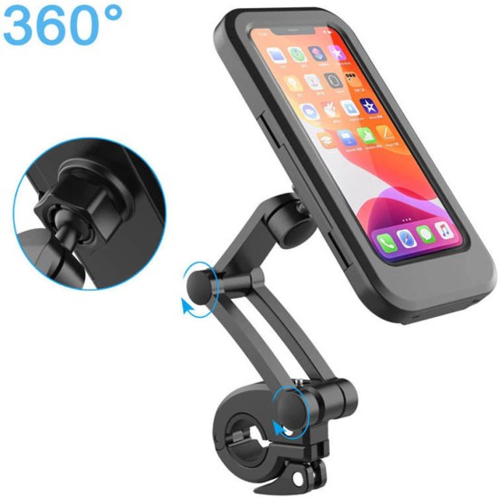 Αδιάβροχη Μαγνητική Βάση Στήριξης 360º Smartphone για Μοτοσυκλέτες-Ποδήλατα OEM HL-69-L – Μαύρο 4,8″ εως 5.5″